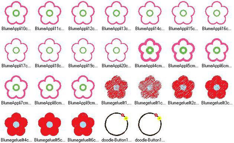 einfache Blumen Stickdatei gefüllt + Appli + doodle Button image number 4