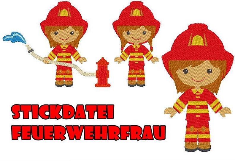 Feuerwehr Frau / Mädchen Stickdatei image number 2