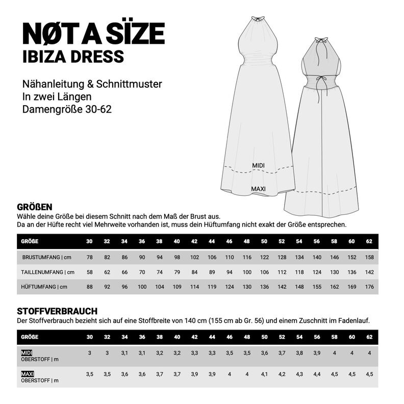 IBIZA DRESS Maxikleid rückenfrei Schnittmuster Gr. 30-62 image number 4