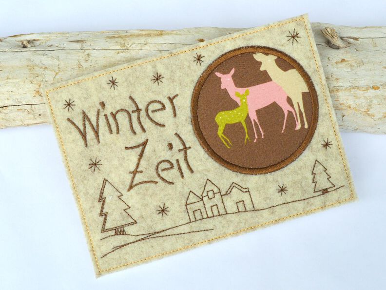 Stickdatei MugRug Untersetzer Winterzeit 13x18cm und 13x20cm image number 2