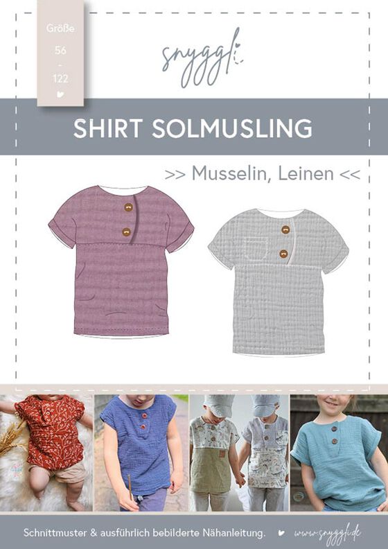 Musselin Shirt Solmusling Gr. 56-122, Leinen, inkl. A0 image number 9