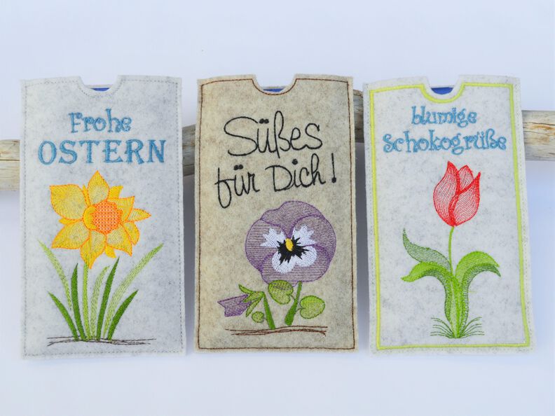 ITH Stickdatei Schokohülle Frühlingsblumen 3er SET 10x18cm image number 5