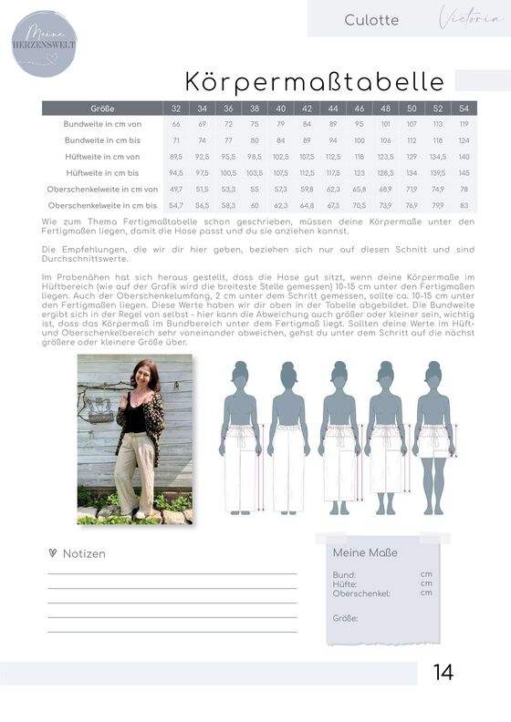 Culotte Damen - eBook Schnittmuster Gr. 32-54 - Victoria image number 2