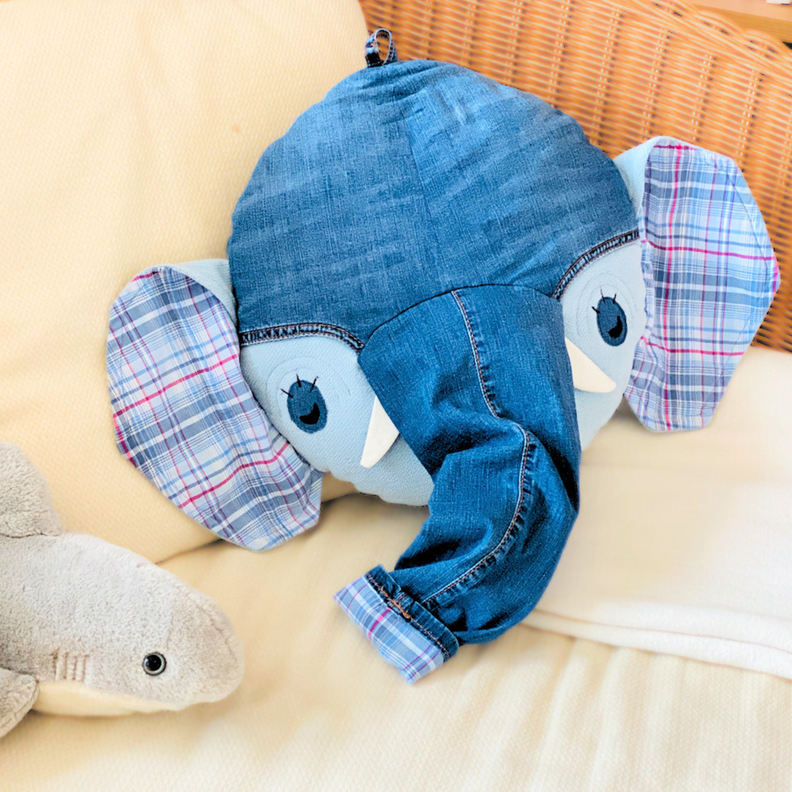 Kuschelkissen Elefant, Jeans Upcycling + Reststoffe image number 2