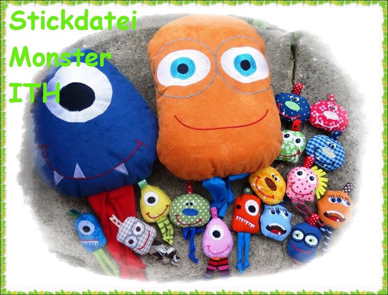 Monster ITH Anhänger Kissen Stickdatei in 6cm und 10cm image number 3