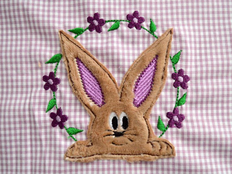 Stickdatei DOODLE Hase Blumen 2er SET 10x10cm image number 1