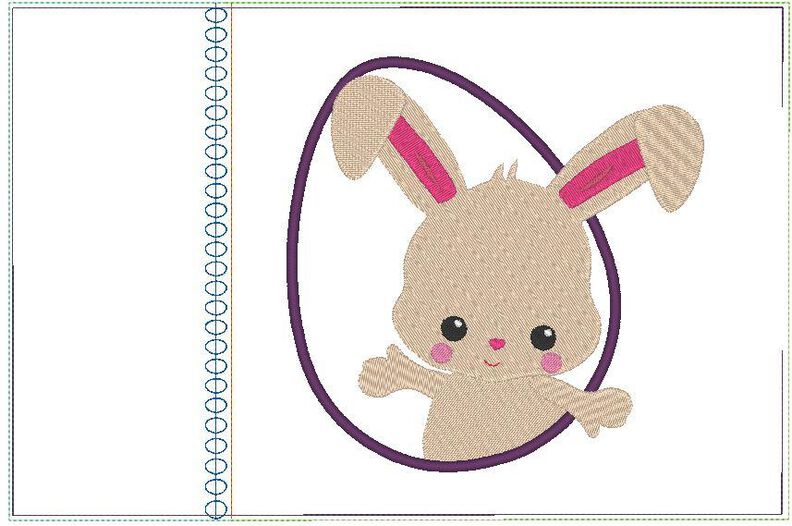 Hase cute Häschen im Ei inkl. Kissen ITH Stickdatei Ostern image number 5