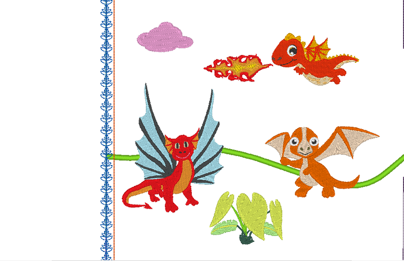 Drachen Kissen ITH Stickdatei image number 3