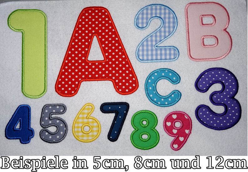 12cm Buchstaben und Zahlen Stickdatei Alphabet Zahl image number 2