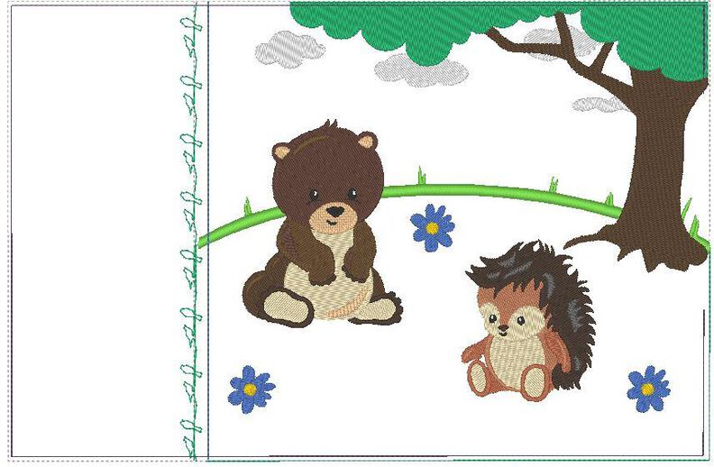 B&auml;r und Igel Stickdatei inkl. ITH Kissen image number 8