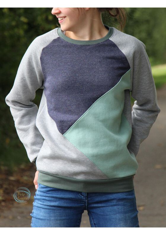 Raglan Sweater Farverig Gr. 128-170, A0, Teilungen image number 7