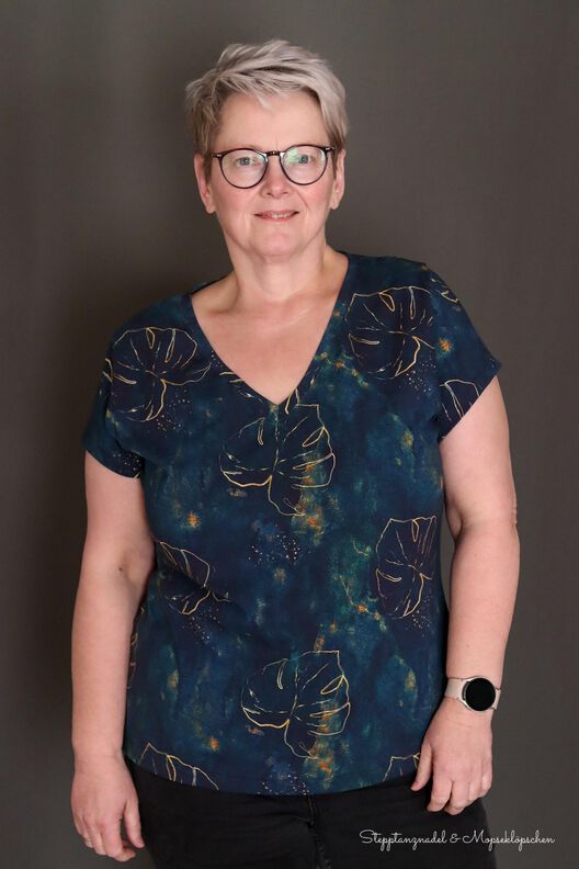 Basic Shirt Lio V-Ausschnitt Gr.34-54 inkl. Ebenendatei image number 4