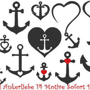Stickdatei Love Anker mit Herz 