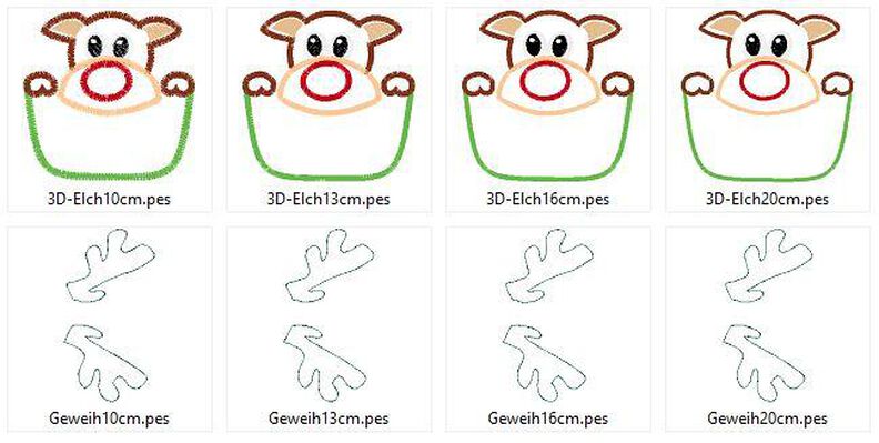 3-D Rentier Elch aus der Tasche Weihnachten ITH Stickdatei image number 10