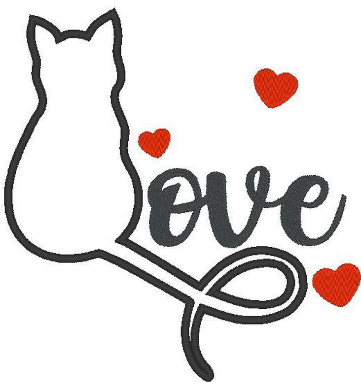 Katze Katzen Liebe Stoff-Aufnäher Stickdatei Herz image number 10