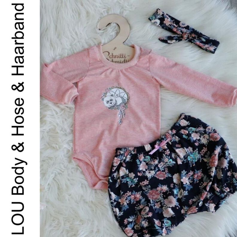 Newborn LOU SET Bodys ,k. Hose, Haarband +gratis Plott-Datei image number 1