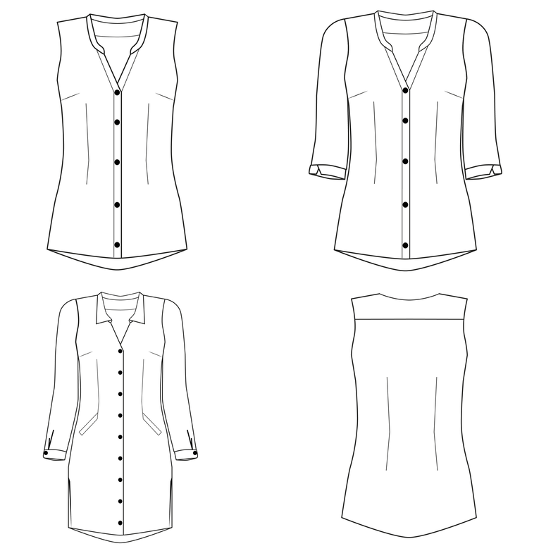 Bluse/Kleid AZORA Gr. 34-54 PDF-Schnitt A4, A0, Anleitung image number 10