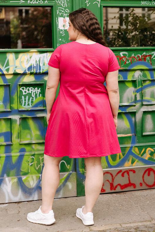 Jersey Kleid Schnittmuster Damen V-Ausschnitt Kurze Ärmel image number 4