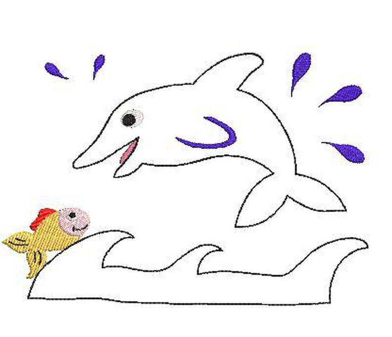 Stickdatei Delfin mit Fisch doodle 13x18cm image number 2