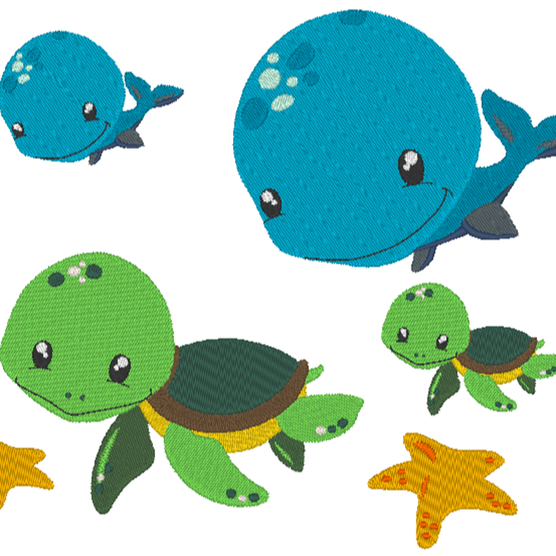 Stickdatei - Wal mit Schildkröte Cute image number 1