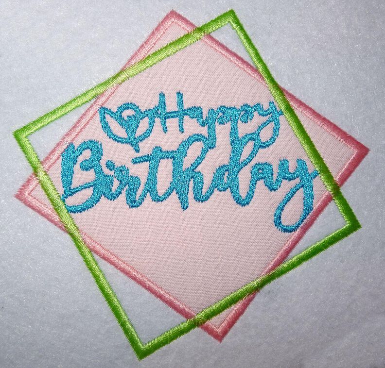 Stickdatei Happy Birthday Rechteck Button Rahmen 14 Gr. image number 3