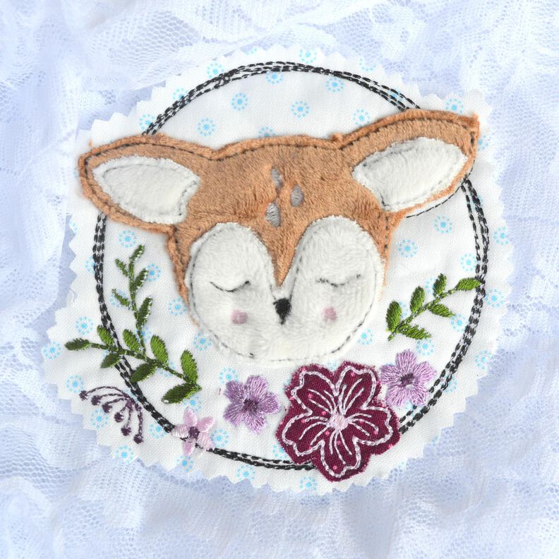 Stickdatei Reh mit Blumen doodle verschiedene Größen image number 5