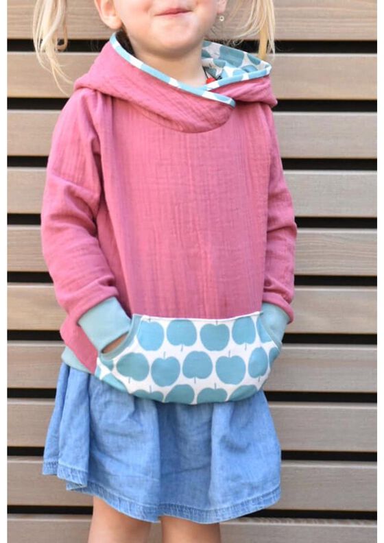 Musselin Hoodie Sweater Musling Gr. 86-170, Leinen, A4 + A0 image number 2