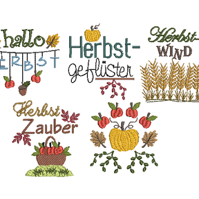 Stickdatei Herbst Motive SET verschiedene Größen 