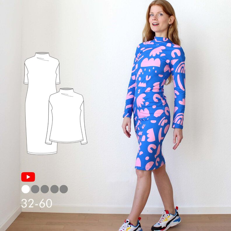 T-Shirt/ Kleid mit angeschnittenem Stehkragen, Gr. 32-60 image number 1