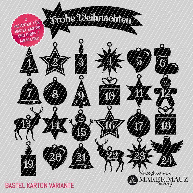 Plotterdatei Adventskalender (DXF, SVG, PNG, JPG) image number 2