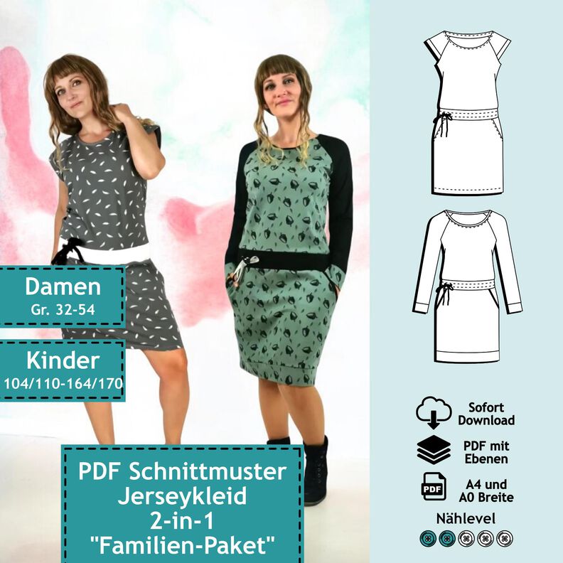 Kombipaket Jerseykleid Damen und Kinder Set / Bundle image number 1