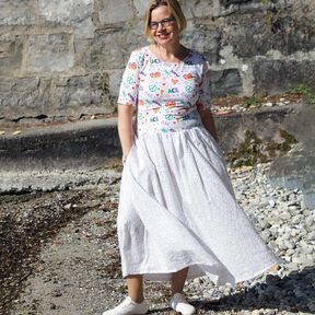 Kleid SUZANA (32-58) Materialmix Schnittmuster