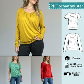 Oberteil  mit Falten, Schnitt mit Ebenen, A4, A0+, Beamer