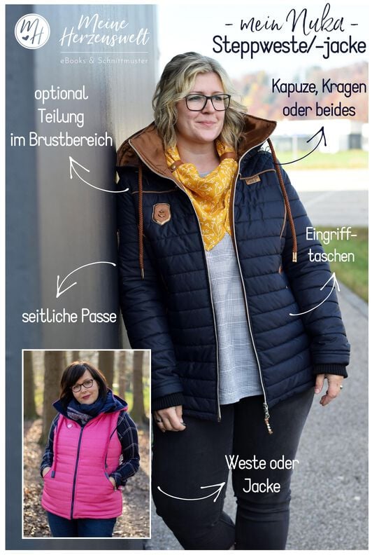 Steppjacke/Weste Damen Schnittmuster Gr. 32-58 -NUKA #35 image number 4