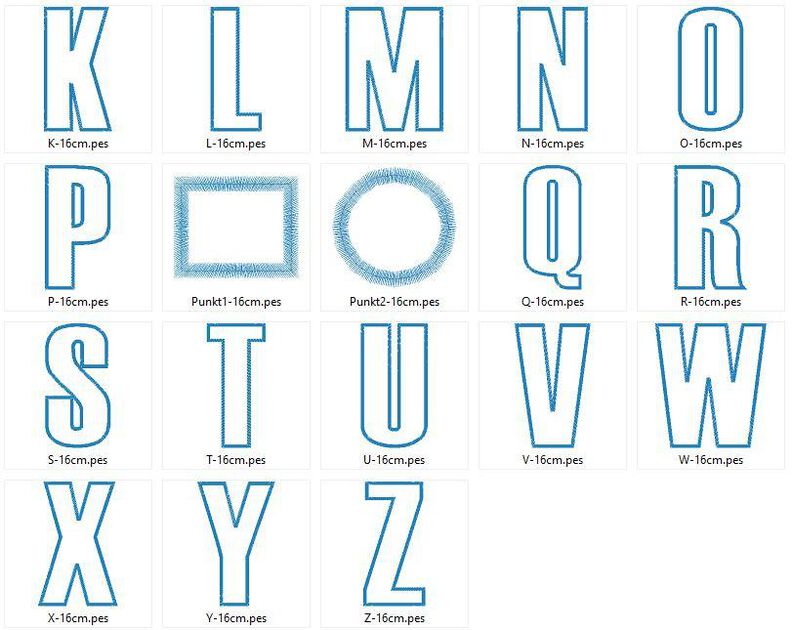 16cm Buchstaben schmal + Zahlen Stickdatei Alphabet Zahl image number 6