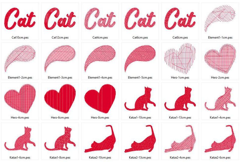 Katzen Liebe Silhouette - Stickdatei - mit Herz image number 5