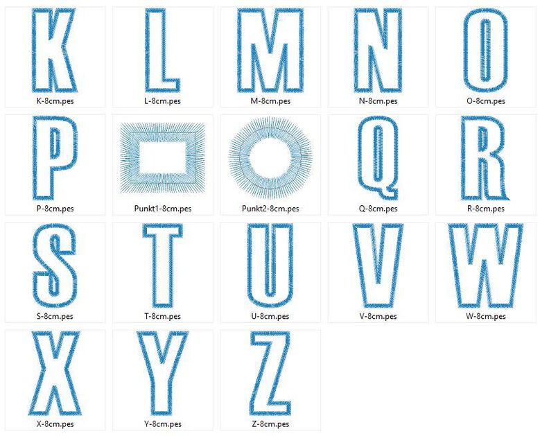 8cm Buchstaben schmal + Zahlen Stickdatei Alphabet Zahl image number 6