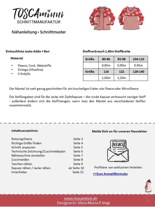 Jacke Adda + Ben Gr. 80-140 Schnittmuster image number 2