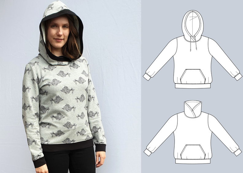Lisa – Hoodie mit Wickelkapuze oder Kragen, BU 80-116,A4+A0 image number 8