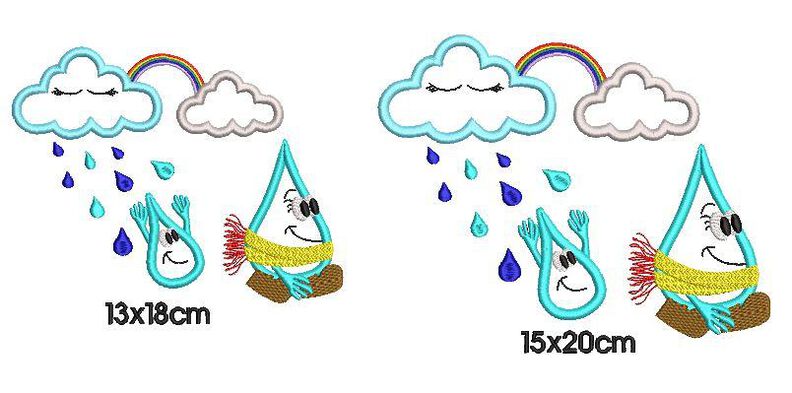 Stickdatei lustiger Regen Applikation SET image number 3