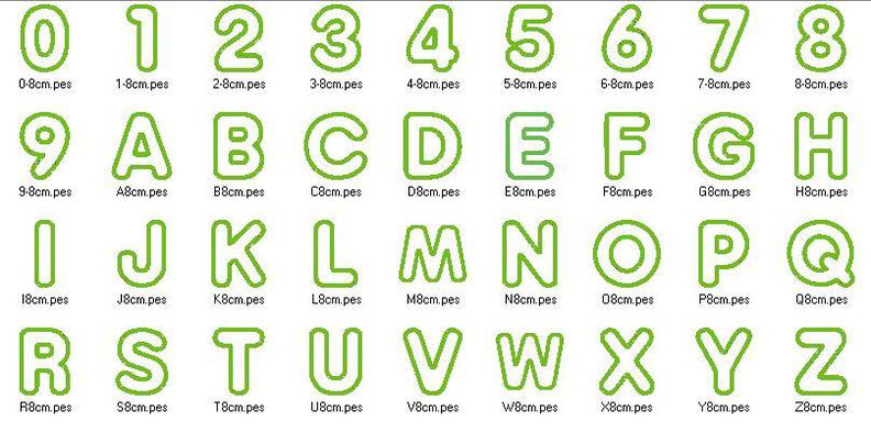 8cm Buchstaben und Zahlen Stickdatei Alphabet Zahl image number 3