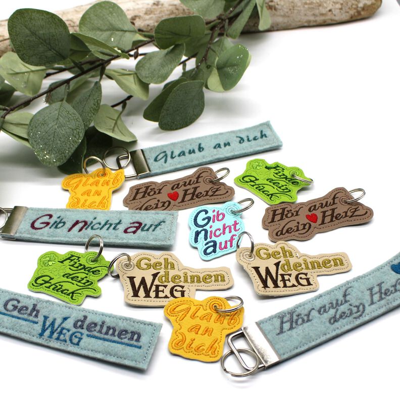 Stickdatei ITH Anhänger Spruch Sprüche SET Bundle image number 1