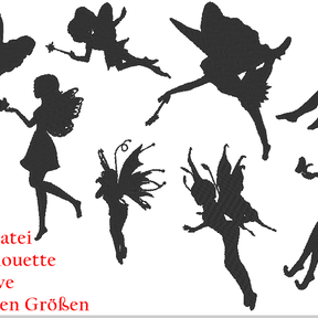 Fee Silhouetten Stickdatei