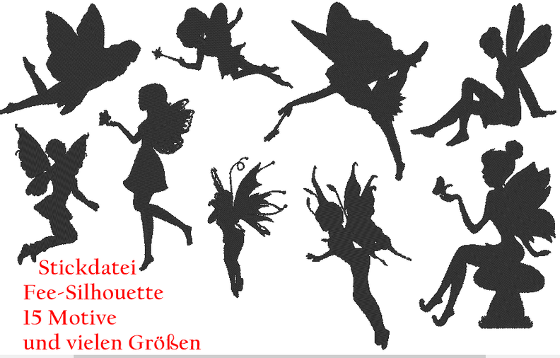 Fee Silhouetten Stickdatei image number 1
