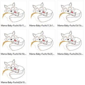 Fuchs Mama mit Baby Doodle Stickdatei