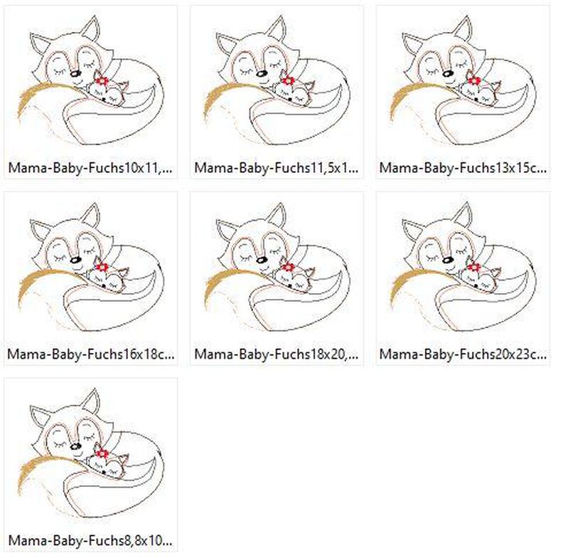 Fuchs Mama mit Baby Doodle Stickdatei image number 2
