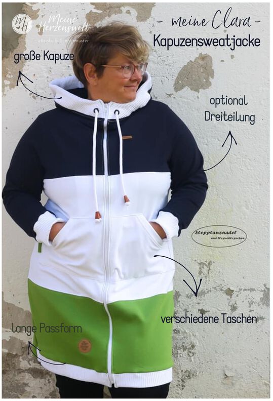 Sweatjacke Damen - Schnittmuster Gr. 32-58 -meine CLARA #101 image number 2