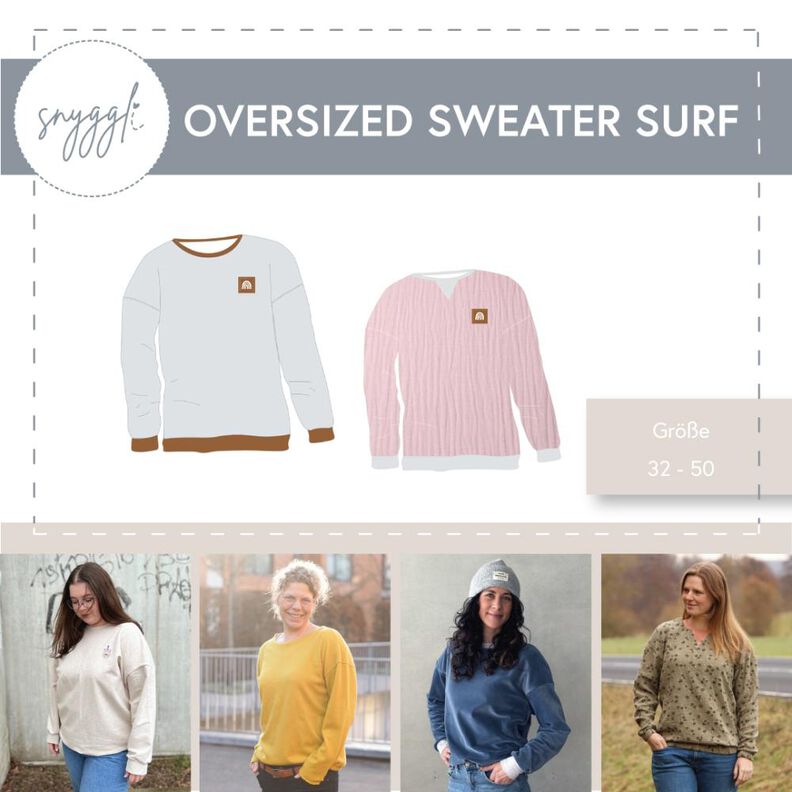 Oversized Sweater Surf Gr. 32-50, Musselin, inkl. A0 image number 1
