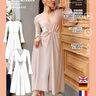 Jersey Midi Kleid Schnittmuster V-Ausschnitt Trompetenärmel thumbnail number 5