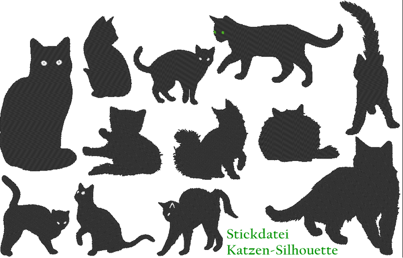 Katze Silhouette Stickdatei image number 1